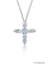 14K White Gold Diamond Round Cut Classic Cross Pendant (2.56 ct)